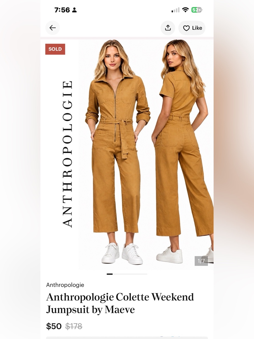 Anthropologie Colette Weekend Jumpsuit by Maeve
